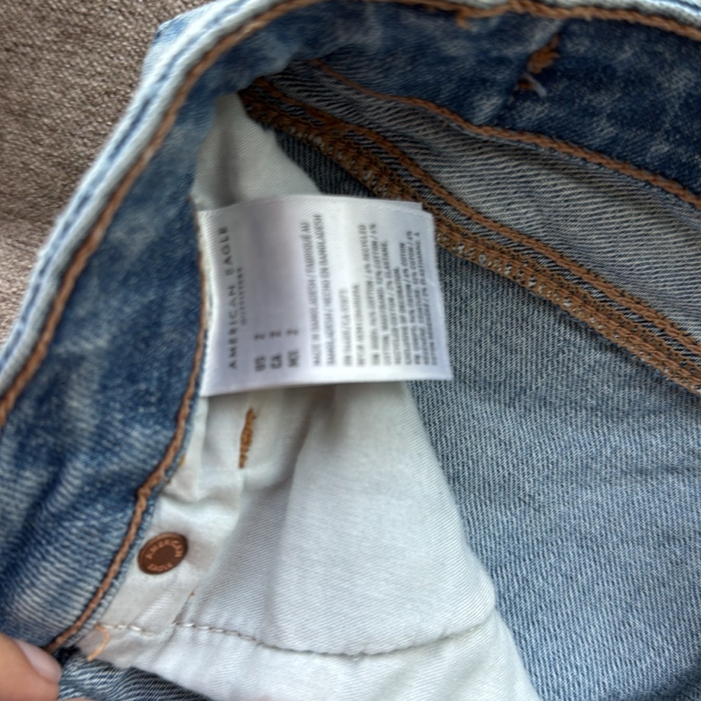 American Eagle Blue Jean Shorts Distressed High-Waisted - Picture 4 of 5